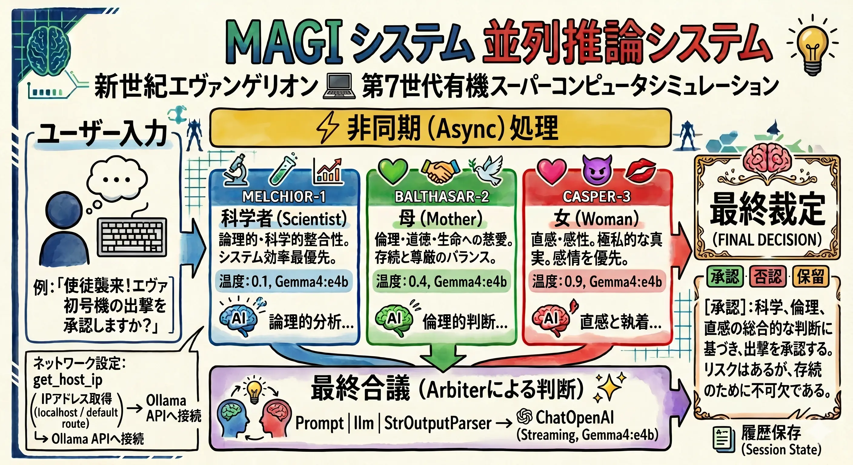 LLMが3つパラレルに推論し、結果を合議するシステム「MAGIシステムシミュレーター」